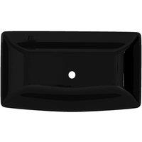 Berkfield Home Elegant Ceramic Bathroom Sink Basin Black Rectangular