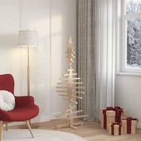 Berkfield Home Beautiful Wooden Christmas Tree for Decoration 150 cm Solid Wood Pine in Light Tan