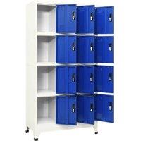 Berkfield Home Locker Cabinet Grey & Blue 90x45x180 cm Steel in Light Grey | Size: 90 x 45 x 180 cm