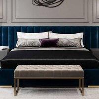 Stratus Interiors Raphael Extra Wide Headboard Bed-Gas lift Ottoman Storage in Beige | Size: Double