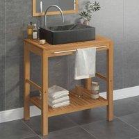 Berkfield Home Bathroom Vanity Cabinet Solid Teak with Sink Marble Black