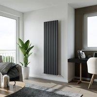 Bathroom Kingdom Delta Anthracite Single Flat Panel Vertical Radiator 1800x345mm in Grey