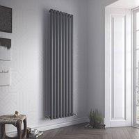 Bathroom Kingdom Nova Anthracite Double Oval Vertical Radiator 1800x468mm in Grey