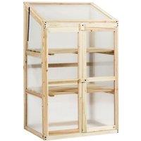 Costway Outdoor Mini Wooden Greenhouse Garden Cold Frame in Natural
