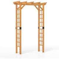 Costway 215 cm Garden Arch Wooden Arbor Outdoor Wood Trellis in Yellow