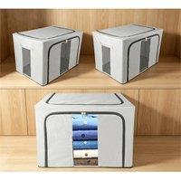 VOGREX 3X Large 66L Oxford Cloth Storage Box Foldable Steel Frame Organizer in Grey