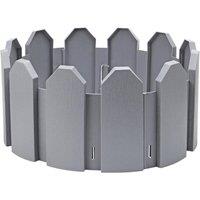 Nordara 8 Grey Plastic Wooden Effect Garden Edging Picket Fence Lawn Set | Size: 100 cm