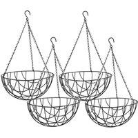 VOGREX 4 Wire Hanging Planter Basket Coco Liner Chain Bracket Home Decor in Black