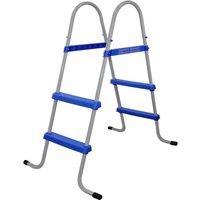 VOGREX Double Sided Metal Frame Pool Step Ladder for 33 inch Above Ground in Silver