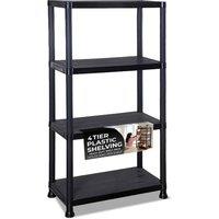Nordara 4Tier Plastic Storage Shelf Unit For Warehouse Shed Use in Black | Size: 100 cm x 15 cm