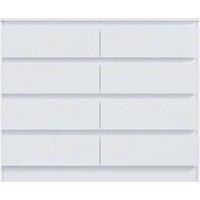 Nordara White Modern Tall 8 Drawer Wooden Storage Chest Bedroom Side Cabinet | Size: 100 cm x 100 cm