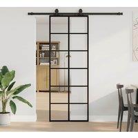 Berkfield Home Sliding Door with Hardware Set Black 76x205 cm ESG Glass