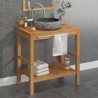 Berkfield Home Bathroom Vanity Cabinet Solid Teak with Sink Marble Black