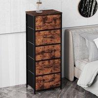 Levede 5 Drawer Wooden Chest of Drawers Vintage Brown Bedroom Storage Unit