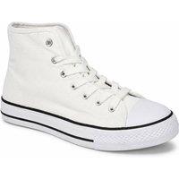 Spot On Men's High Top Canvas Lace Up Trainers in Warm White | Size: 8