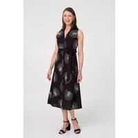 Izabel London Women's Embroidered Sleeveless Midi Shirt Dress in Black | Size: 16