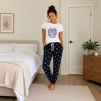 60 SECOND MAKEOVER Women's My Face When You Talk Navy Star Pyjama Set | Size: Medium