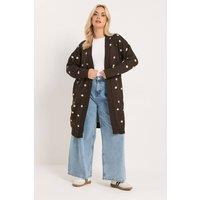 Yours Women's Polka Dot Knitted Cardigan in Chocolate | Size: 14-16