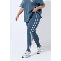 Yours Women's Side Stripe Active Leggings in Blue | Size: 14