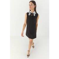 Bianco Lucci Women's Crepe Midi Dress with Button Closure in Black | Size: Medium