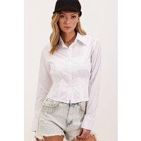 Big Dart Women's Fitted Poplin Button-Up Short Shirt in White | Size: XL