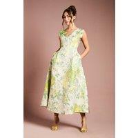 Coast Women's Floral Jacquard Midi Dress in Green | Size: 10