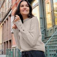Lands' End Women's Soft Touch Button Cuff Jumper in Light Tan | Size: 14-16
