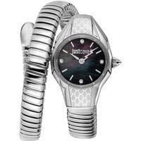 Just Cavalli Women's Snake 316L Stainless Steel Black Dial Watch in Silver