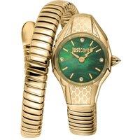 Just Cavalli Women's Green Dial Snake 316L Stainless Steel Diamond Watch in Gold