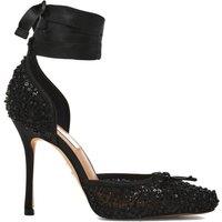 STEVE MADDEN Women's 'Larina Black Sequin' Fabric Heels | Size: 4