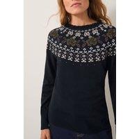 Monsoon Women's Fia Hotfix Fair Isle Jumper Black | Size: Small