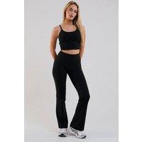 BCouture Women's Flared Leggings & Cropped Tank Top Set in Black | Size: Medium