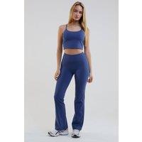 BCouture Women's Flared Leggings & Cropped Tank Top Set in Navy | Size: Large