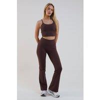 BCouture Women's Flared Leggings & Cropped Tank Top Set in Dark Brown | Size: Large