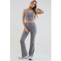 BCouture Women's Flared Leggings & Cropped Tank Top Set in Dark Grey | Size: XL