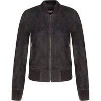 Infinity Leather Women's Classic MA-1 Suede Bomber Jacket-Newbury in Black | Size: 14