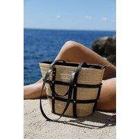 Where's That From Women's 'Coqueta' Large Raffia Bag With Stud Detail in Black