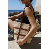 Where's That From Women's 'Coqueta' Large Raffia Bag With Stud Detail in Tan