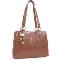 Catwalk Collection Handbags Women's Bellstone Leather Shoulder Tote Bag With Three Compartments in Brown | Size: Medium
