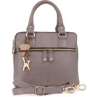 Catwalk Collection Handbags Women's Vicky Leather Handbag With Detachable Cross Body Strap in Grey | Size: Medium