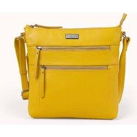 Assots London Women's 'CORI' Pebble Grain Soft Real Leather Crossbody Bag in Yellow
