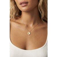 MUCHV Women's Textured Oval Disc Pendant Necklace in 18k Gold