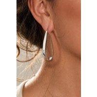 Otis Jaxon London Women's Ribbon Teardrop Curved Sterling Silver Hoop Earrings