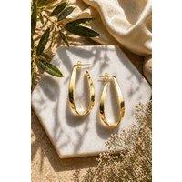 Otis Jaxon London Women's Ribbon Teardrop Curved Sterling Silver Hoop Earrings in Gold