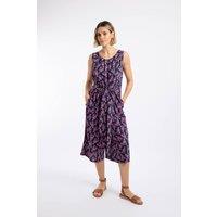 Weird Fish Women's Nalani Printed Viscose Jumpsuit in Mid Navy | Size: 10