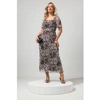 Yours Women's Leopard Square Neck Maxi Dress in Brown | Size: 18