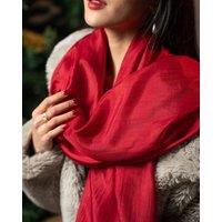 Silk and Bears Women's Crimson Red Silk Scarf - Hand-Dyed Mulberry Silk Shawl Wrap, Evening & Winter Wedding Cover Up | Size: 10-12
