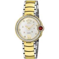 GV2 Women's Perugia Diamond IPYG Case, Silver/White Dial, Two-toned Watch