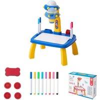 Living and Home Kids 32 Patterns UFO-Themed Drawing Projector Table Set in Blue