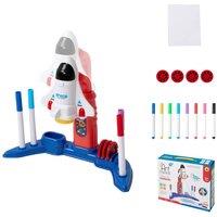 Living and Home Kids Rocket-Themed 32 Patterns Desktop Drawing Projector Kit in Blue